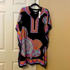 Trina Turk silk split neck dress.